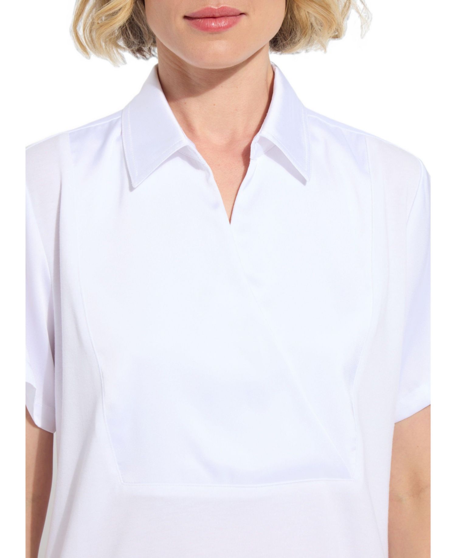 Women's Safira Short-Sleeve Satin Mix-Media Blouse