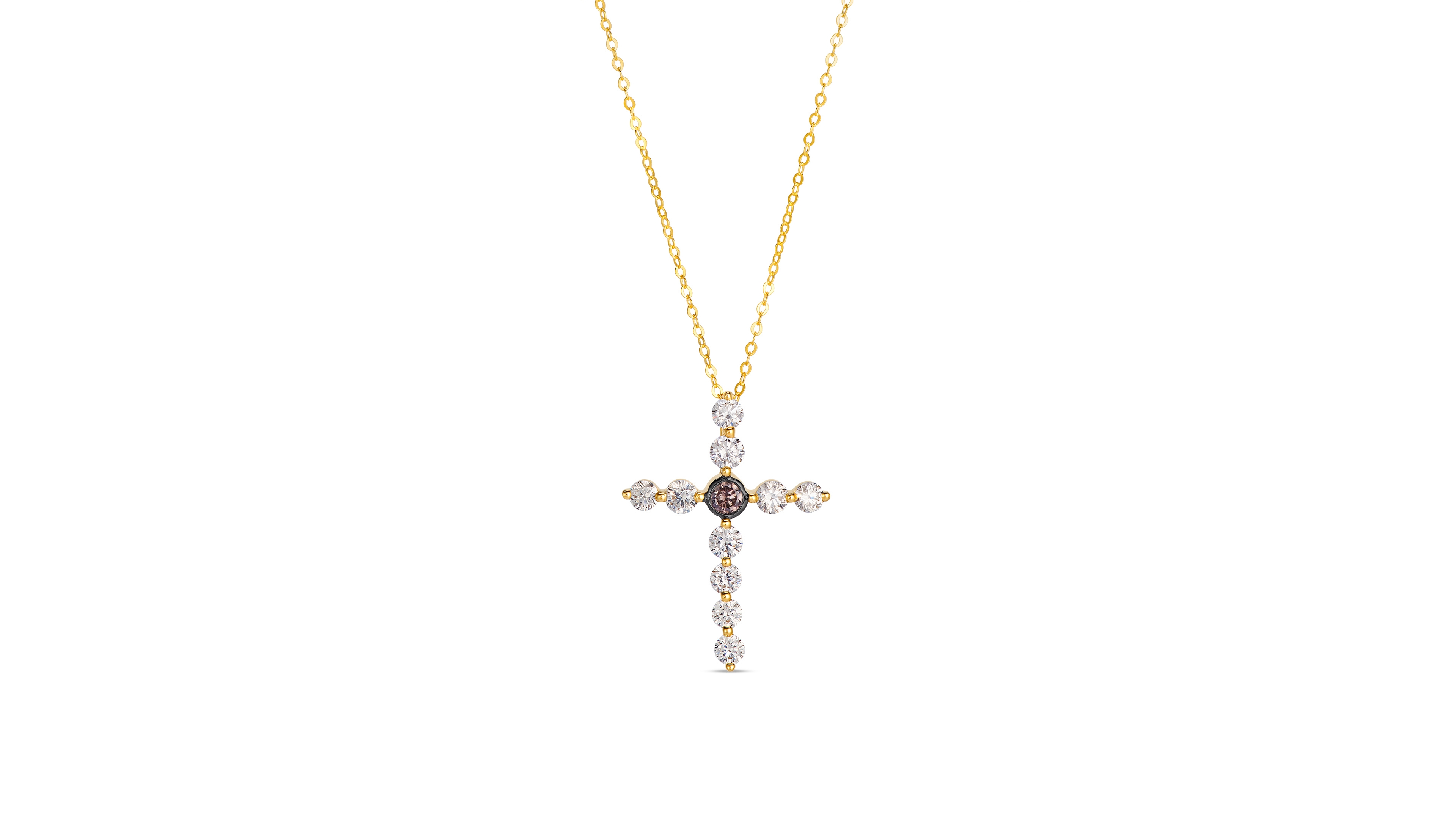 Le Vian Diamond Cross Pendant (1 ct. t.w.) in 14k Yellow Gold
