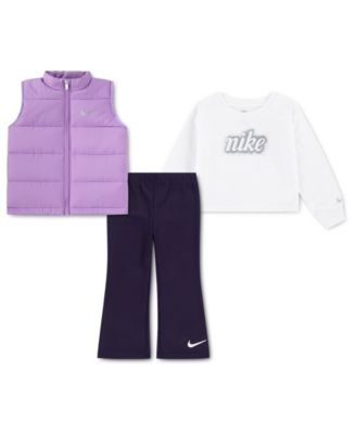 Toddler Girls' 2T-4T Swoosh Sparkle Vest, T-Shirt and Leggings, 3-Piece Set