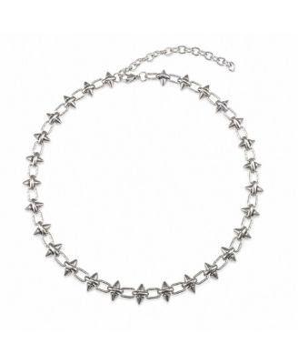 Women's Chunky Spike Link Chain Necklace in Silver-Tone Stainless Steel Necklaces