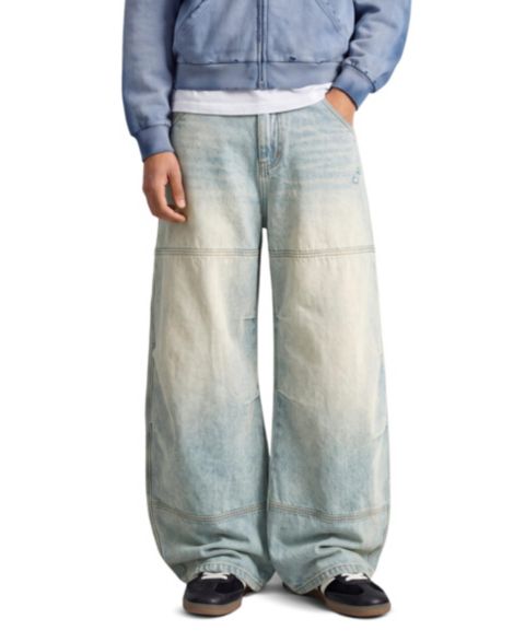 Мужские джинсы AELFRIC EDEN Panel Baggy Barrel Light-Wash Distressed, цвет: Синий