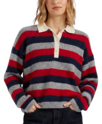 Chinti and Parker Women's Merino Stripe Polo Top