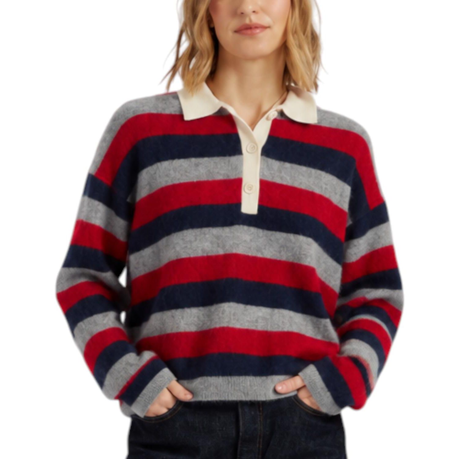 Chinti and Parker Women's Merino Stripe Polo Top