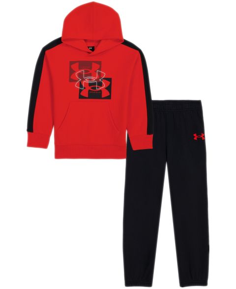 Комплект Under Armour Rival Fleece Long-Sleeve Crewneck Sweatshirt and Joggers, 2-Piece Set для мальчиков, цвет: Красный / Чёрный