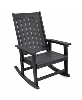 HDPE Outdoor Rocking Chair for Adults, Weatherproof Patio Rocker with Vertical Slat Back, All-Weather Porch Chair, Single Or 2-Pack, 3 Colors