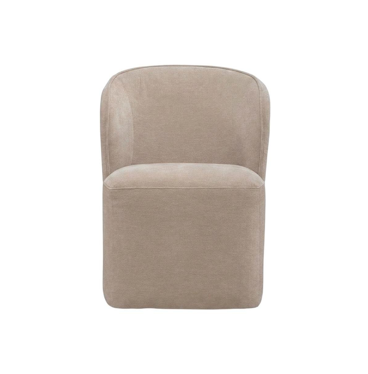 Starlight Canyon Home Solid Wood Upholstered Accent Dining Chair with Castors, Eclectic Style, Rounded Arm Wicker