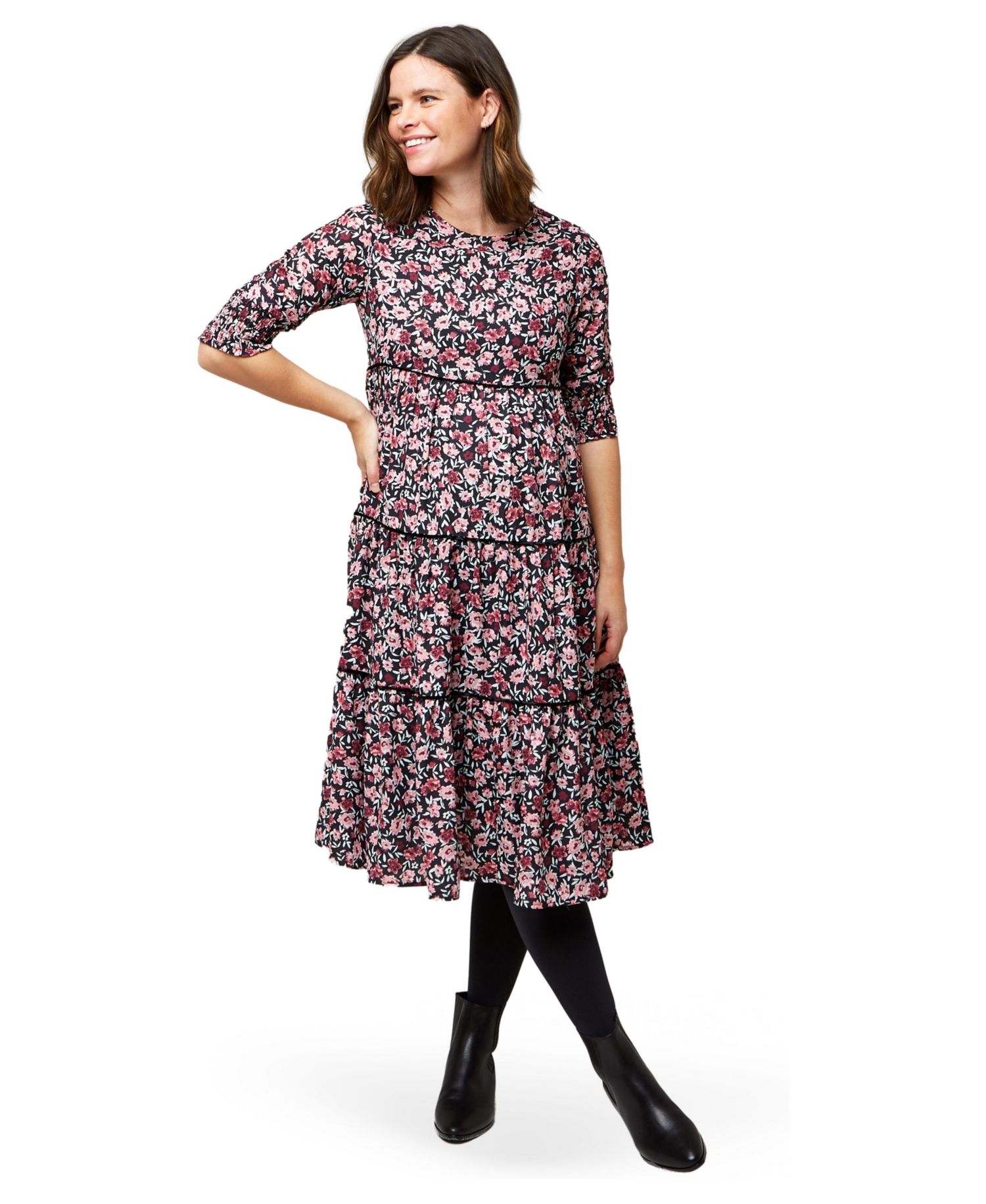 Aurora Floral Crepe Maternity Dress