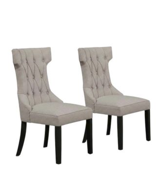 Solid Wood Linen-Upholstered Dining Chairs for Kitchen and Dining Room, Set of 2
