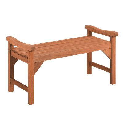Solid Wood Backless Outdoor Bench with Curved Slatted Seat