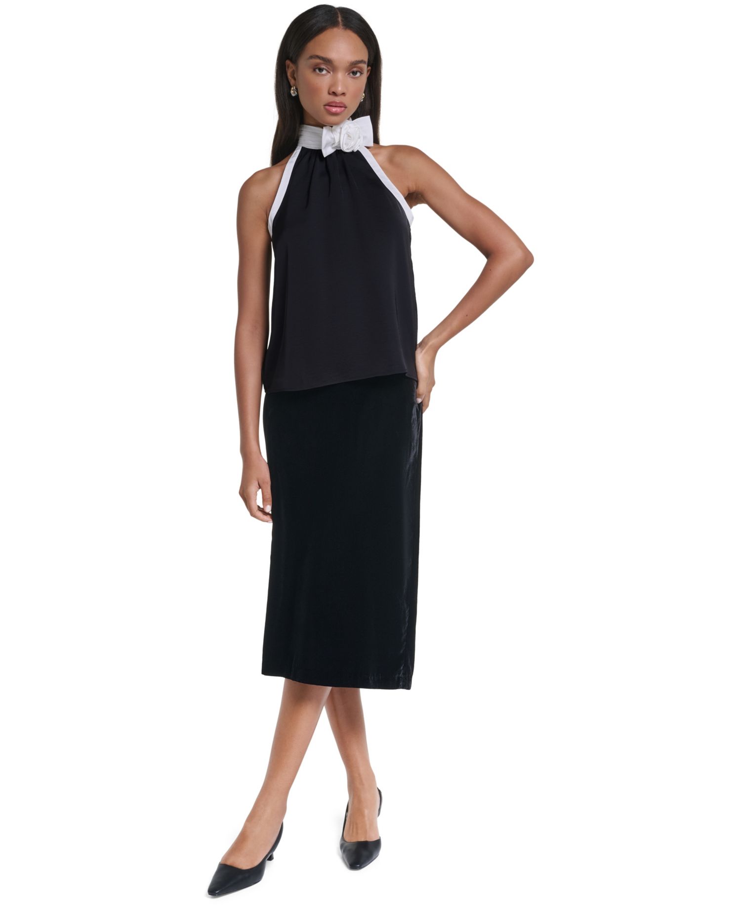 Women's Halter Colorblock Blouse