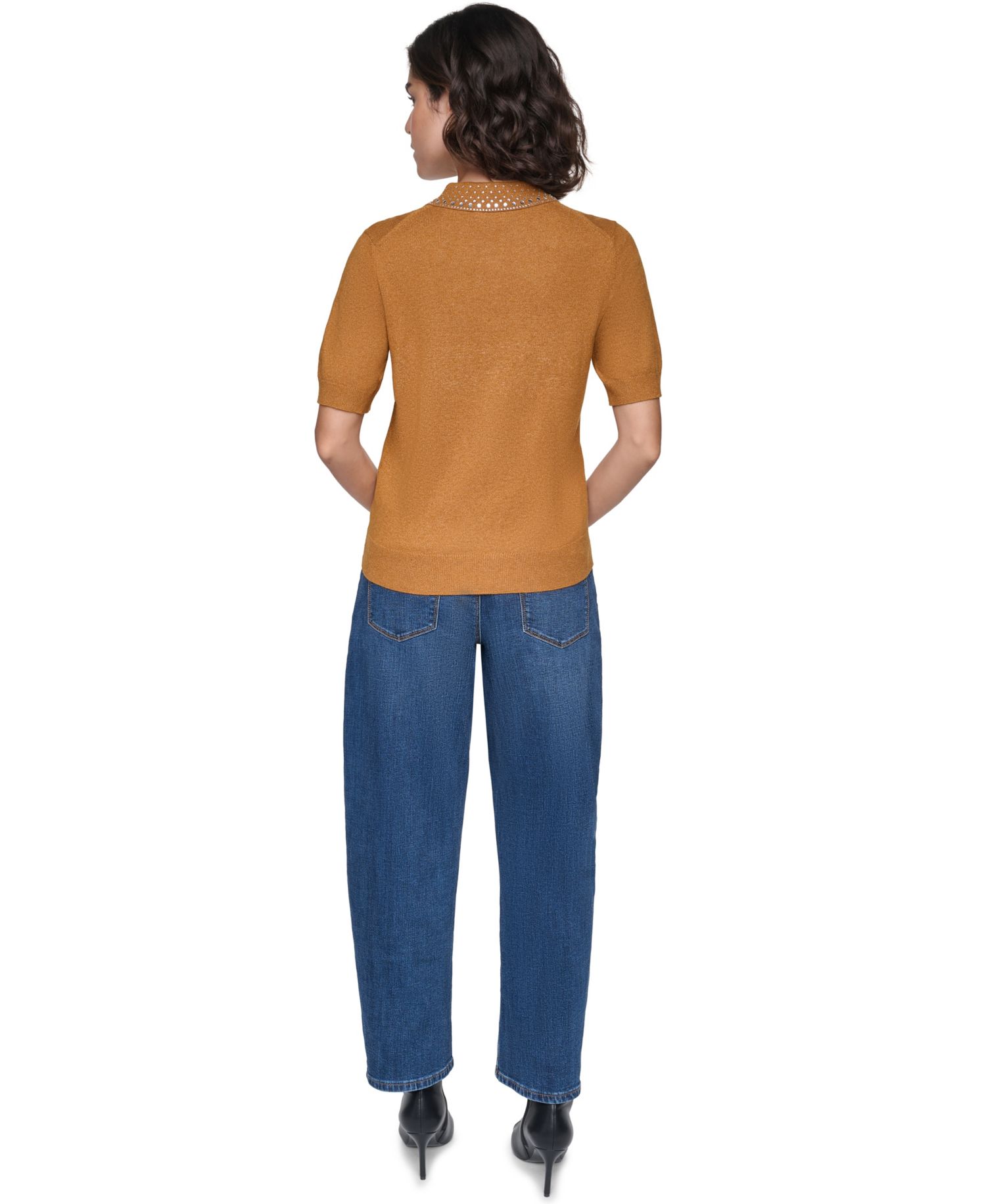 Women's Embellished Short-Sleeve Polo Shirt