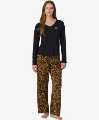 Petite Long-Sleeve V-Neck Knit Top and Fleece Pant, 2-Piece Set