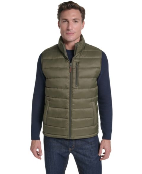 Мужской жилет Cole Haan Channel-Quilted Puffer, цвет: Армейский зелёный