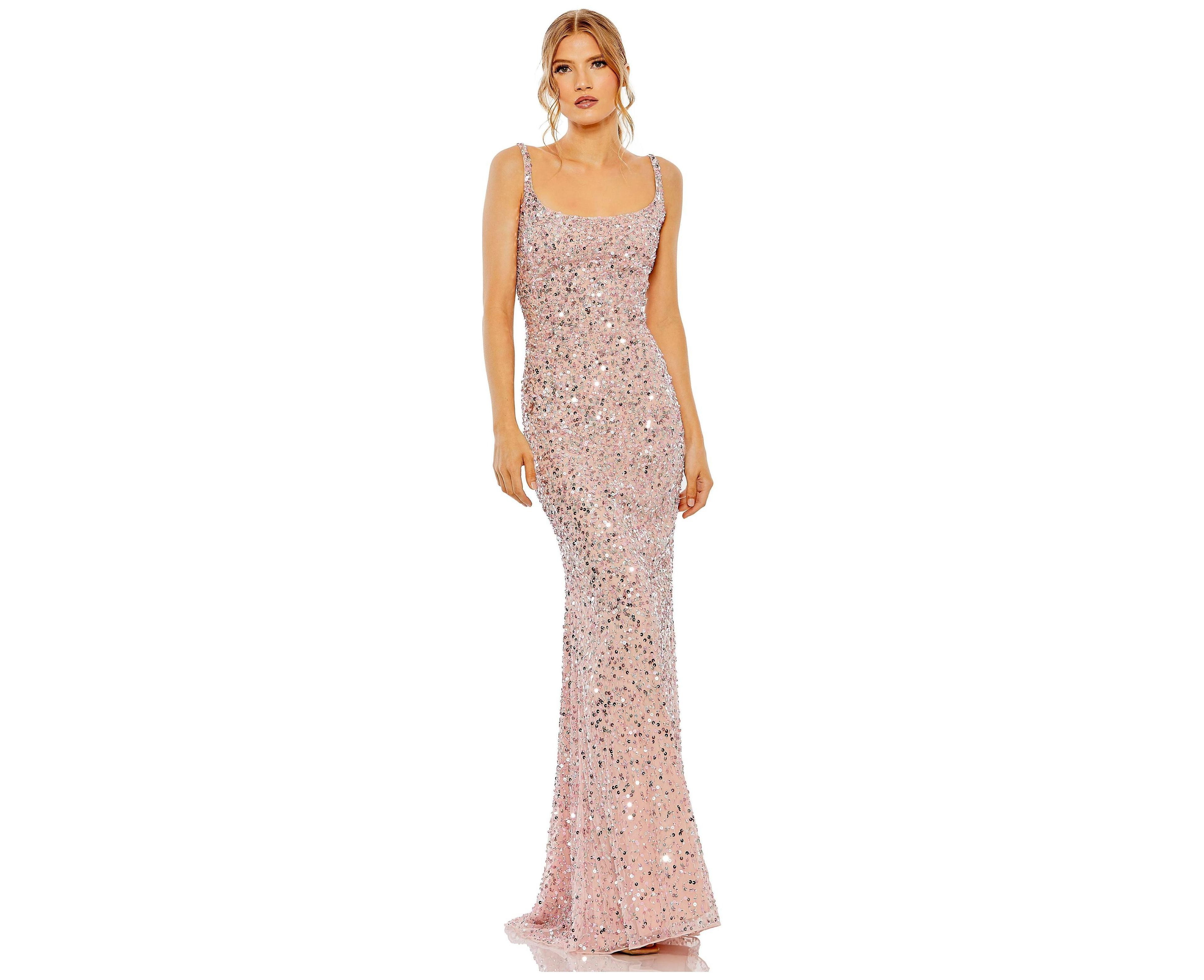 Mac Duggal Women's Sequined Low-Back Slip Gown
