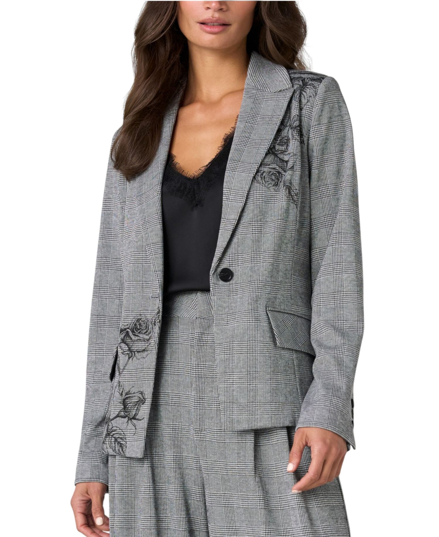 Women's Plaid Notch-Collar Blazer