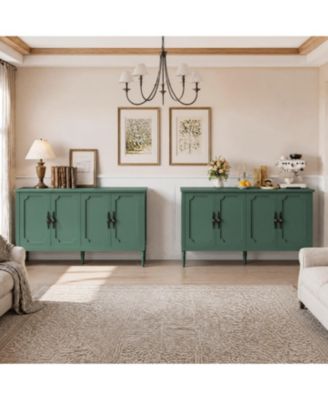 Buffet Cabinet Set 2-Piece 59" 4-Door Sideboard with Adjustable Shelves Buffet Cabinet