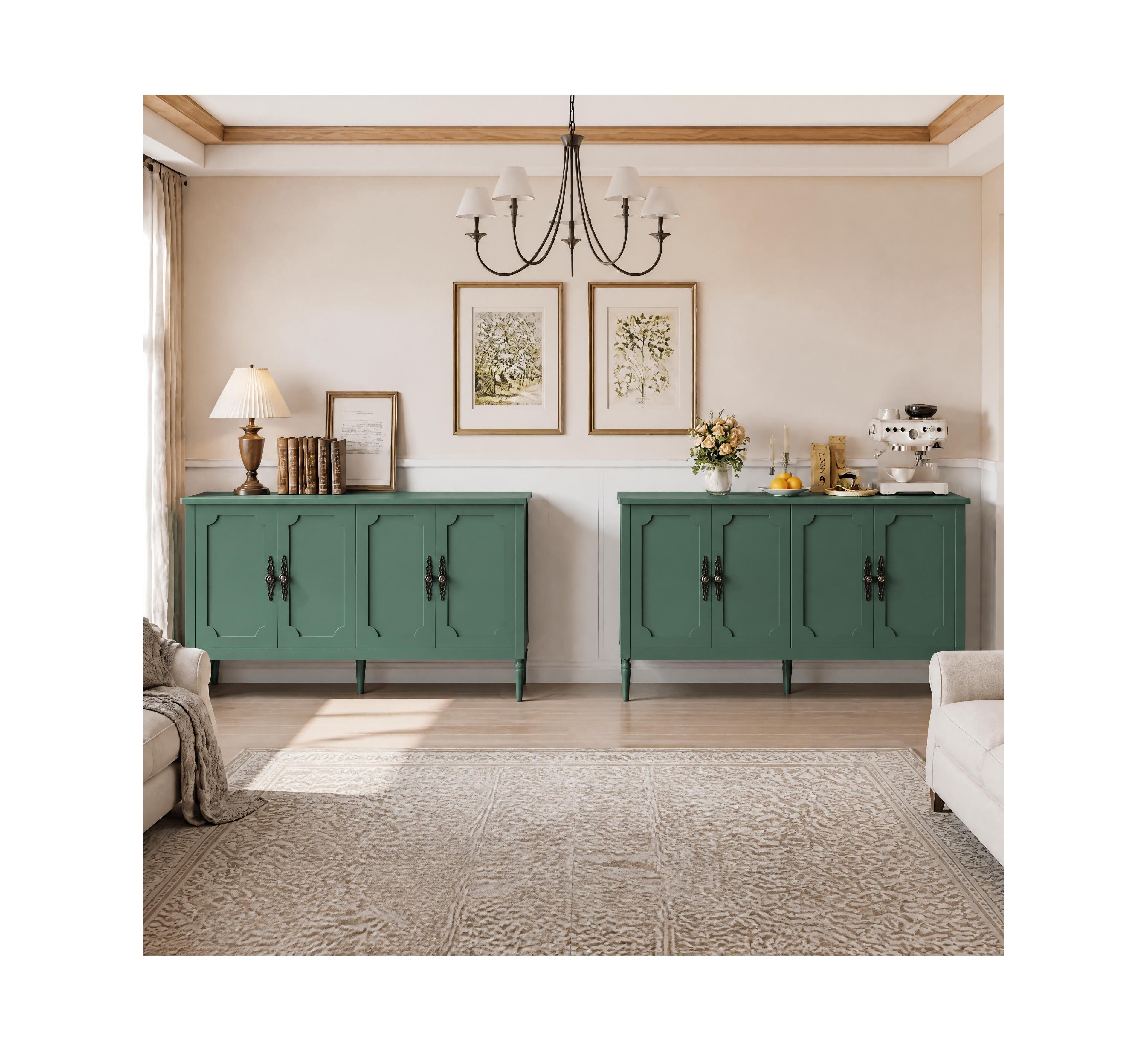 gaomon Buffet Cabinet Set 2-Piece 59" 4-Door Sideboard with Adjustable Shelves Buffet Cabinet
