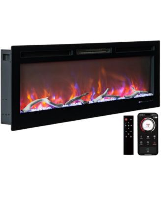 Smart Electric Fireplace 50 Inch Tempered Glass Remote Control Wall Mounted Electric Fireplace
