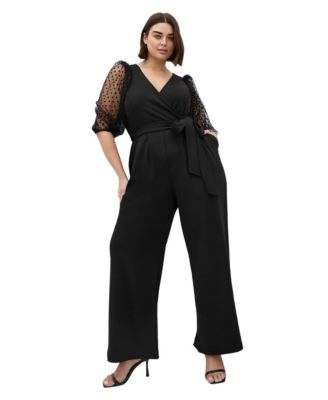 Women's Asher Spot Mesh Sleeve Jumpsuit