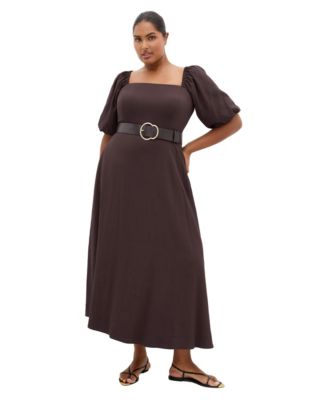 Women's Collins Puff Sleeve Belted Maxi Dress