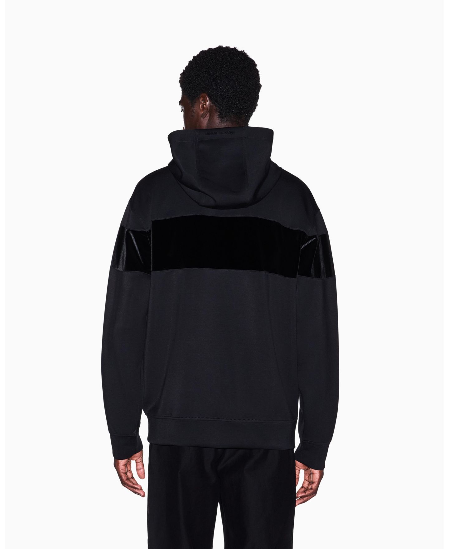 Мужское худи A|X Armani Exchange Colorblock Full-Zip, цвет: Чёрный — фото 3