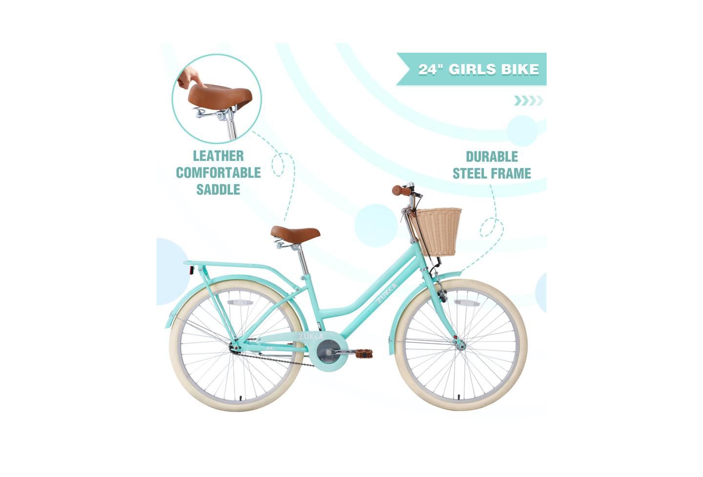 Детская игрушка YOBTOP 24-Inch Single-Speed Girls Bike with Front Basket and Rear Rack, Ages 14 & Up, цвет: Мятный зелёный — фото 4