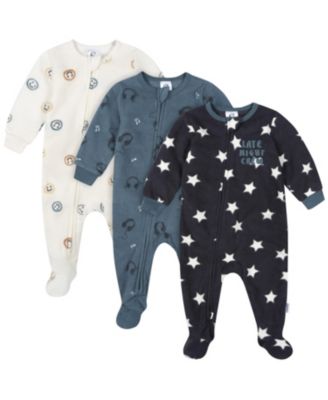 Baby -Pack Footless Fleece Pajamas