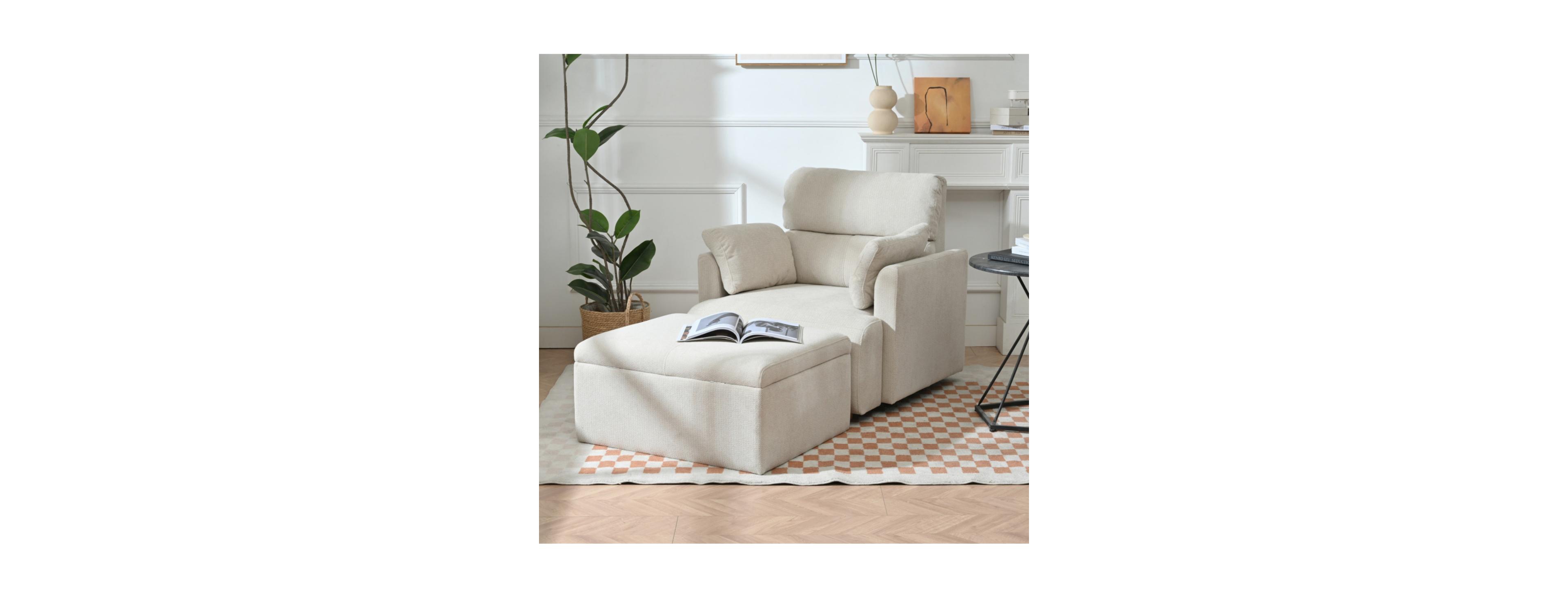 ECHTPeak Lounge Chair with Storage Ottoman, Ergonomic Deep Seat Accent for Living Room Bedroom Study, Comfy Upholstered Sofa Adults