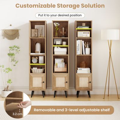 6-Tier Tall Narrow Bookcase 54 Inches Slim Storage Cabinet w/ Adjustable Shelf