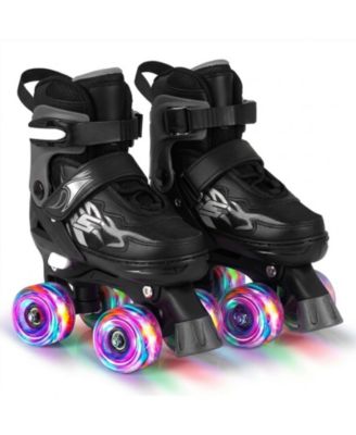 Kids Quad Roller Skates with LED Wheels and Breathable Mesh Lining, Ages 5-7