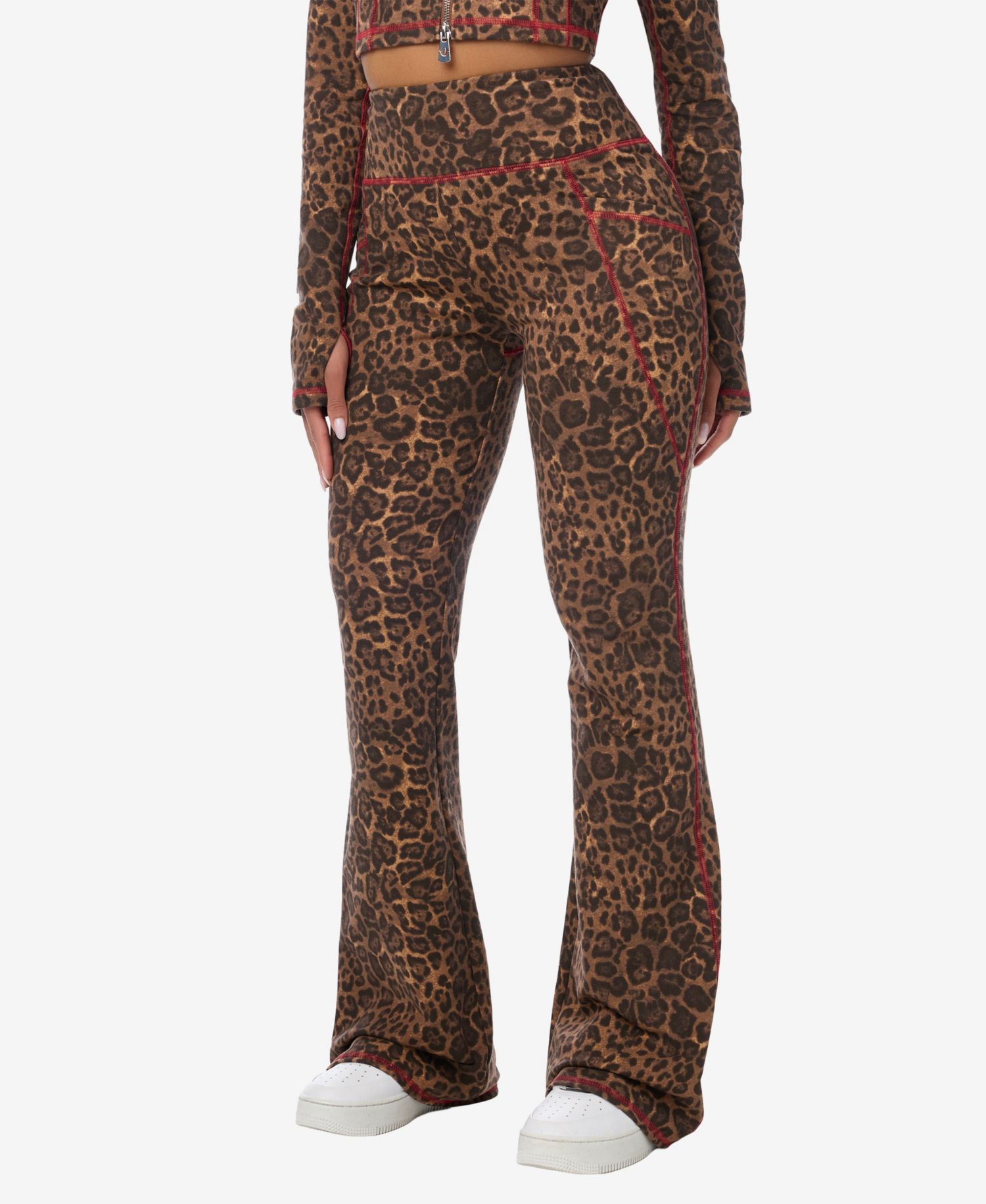Women's High-Waisted Leopard Print Bootcut Leggings