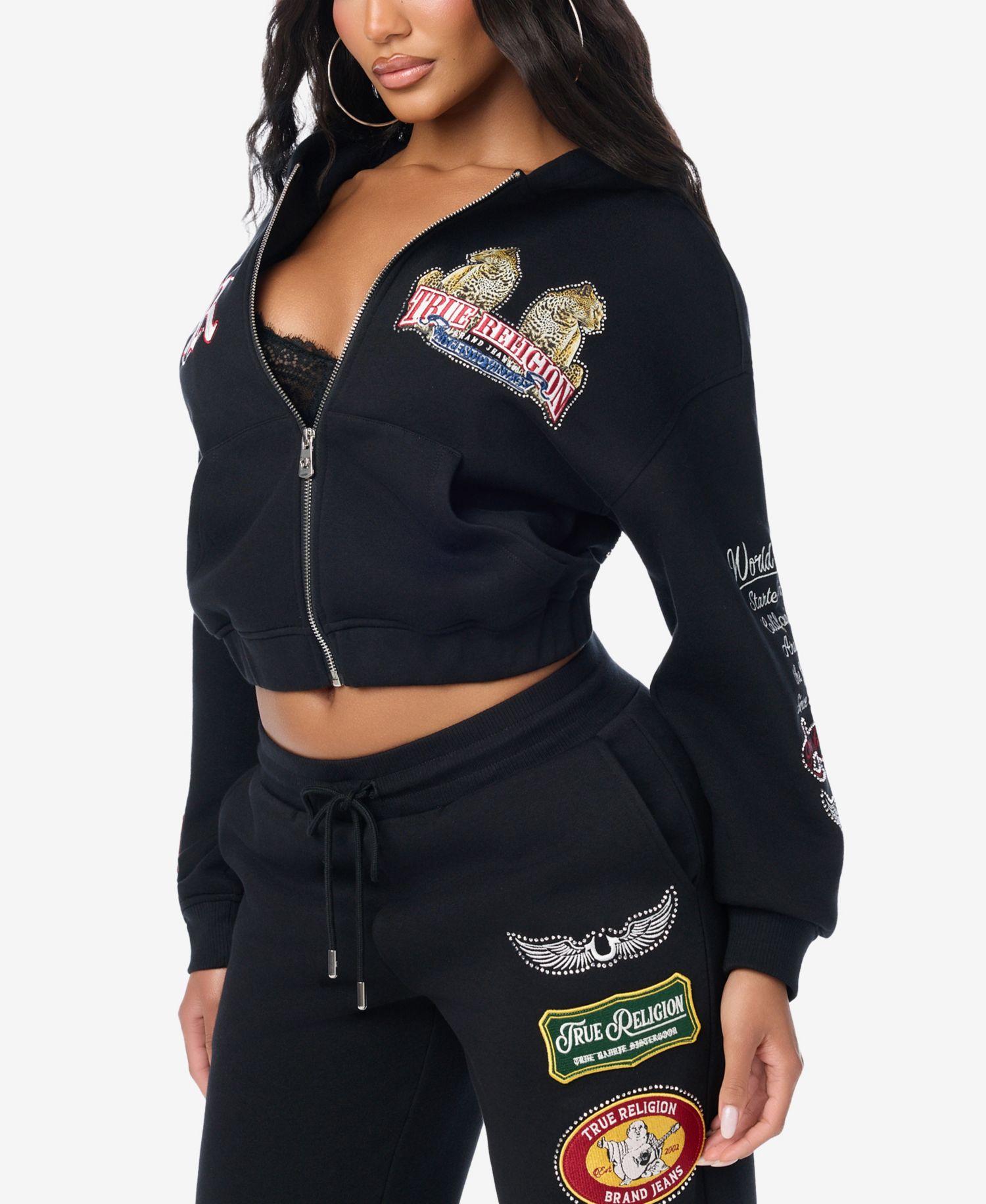 Women's Cropped Full-Zip Graphic Hoodie