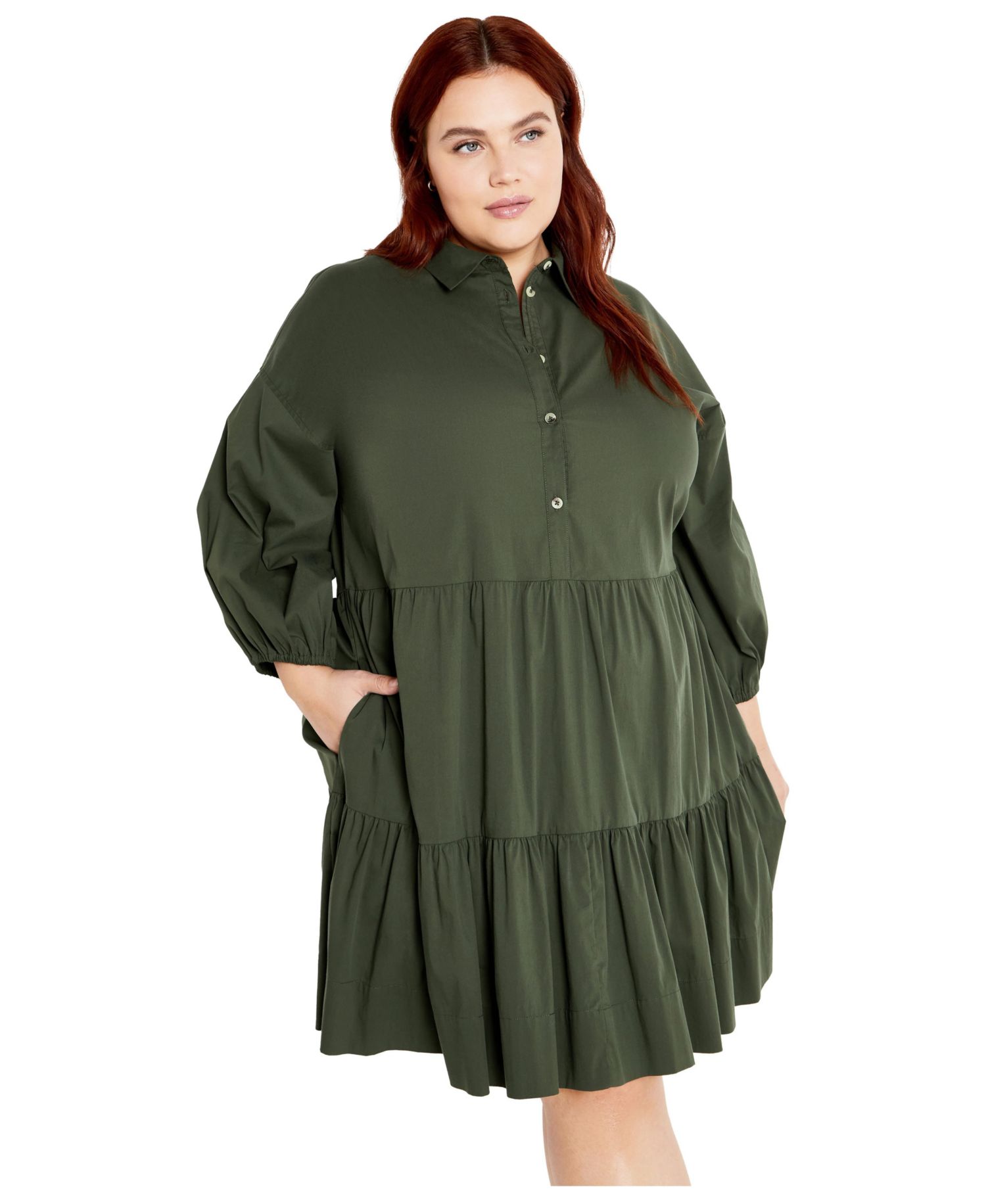Plus Size Kiara Tiered Cotton-Blend Dress
