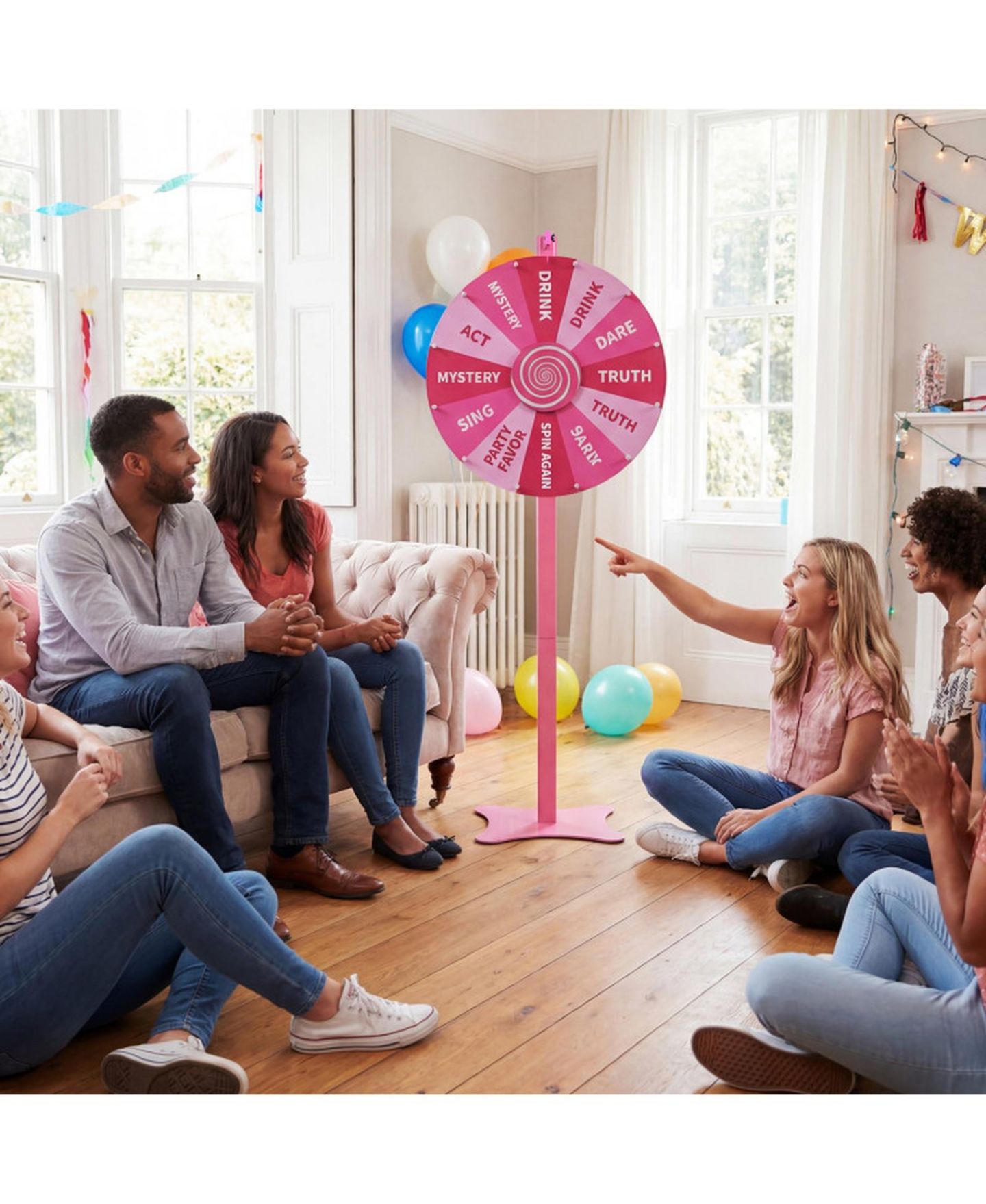 Детская игрушка HONGGE 24-Inch Adjustable Spinning Prize Wheel Game, Ages 3+, цвет: Розовый — фото 3