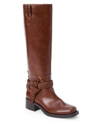 Women's Cheyenne Knee-High Square-Toe Braided-Strap Boots