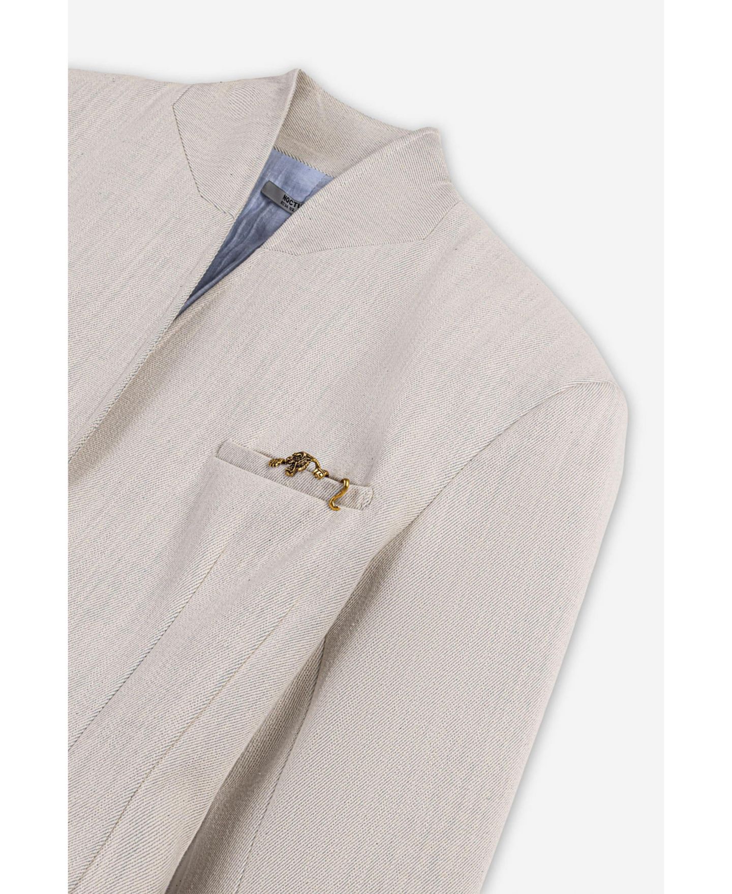 Женская куртка NOCTURNE Brooch-Detail Collarless Open-Front, цвет: Серо-бежевый — фото 7