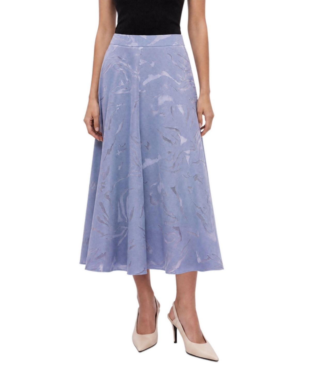 Nocturne Women's High-Waisted A-Line Midi Skirt - Blue