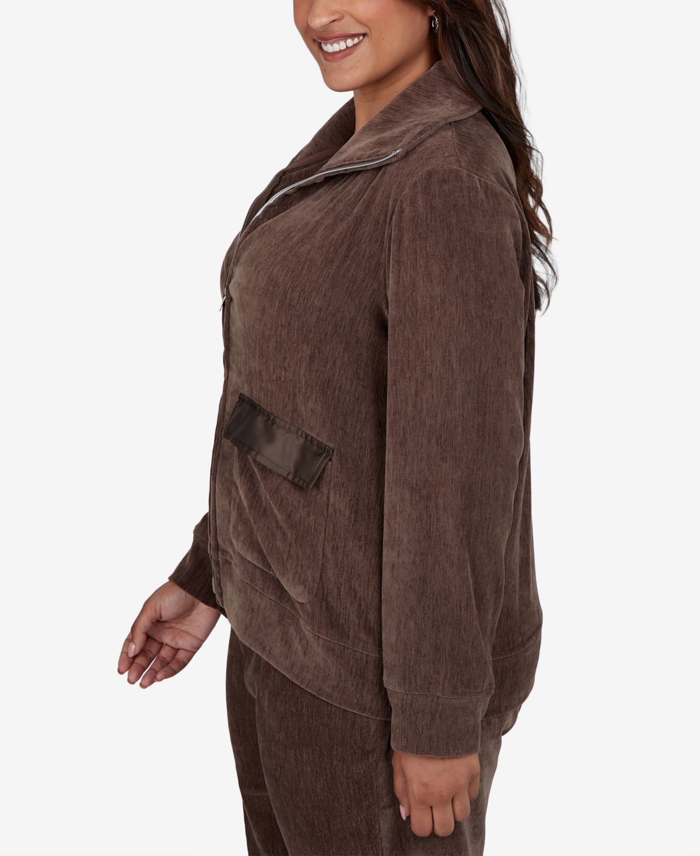 Женская куртка Ruby Rd. Plus Size Velveteen Corduroy Long-Sleeve Collared, цвет: Какао — фото 3