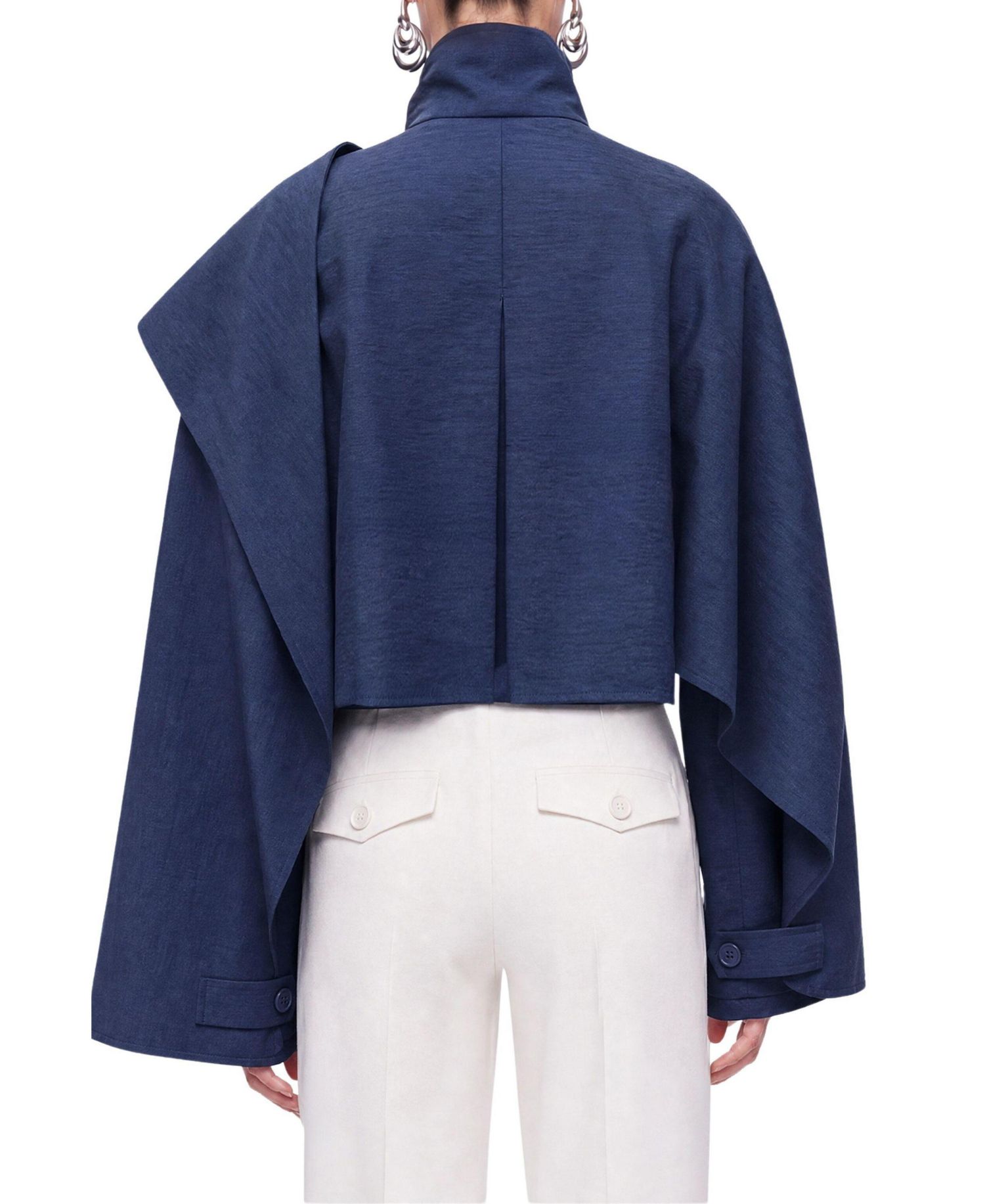 Women's Shawl Detail Stand Collar Trench Coat