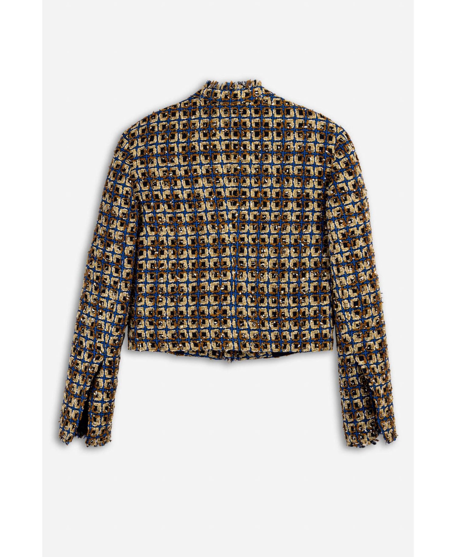 Women's Cropped Tweed Frayed-Edge Jacket