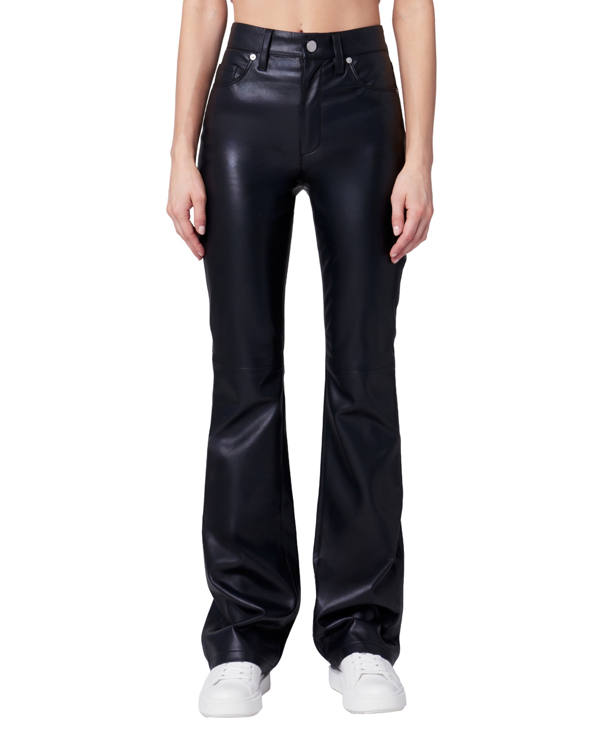Blank Nyc Women's Trade Mark High-Waisted Flare Faux Leather Pants - Black