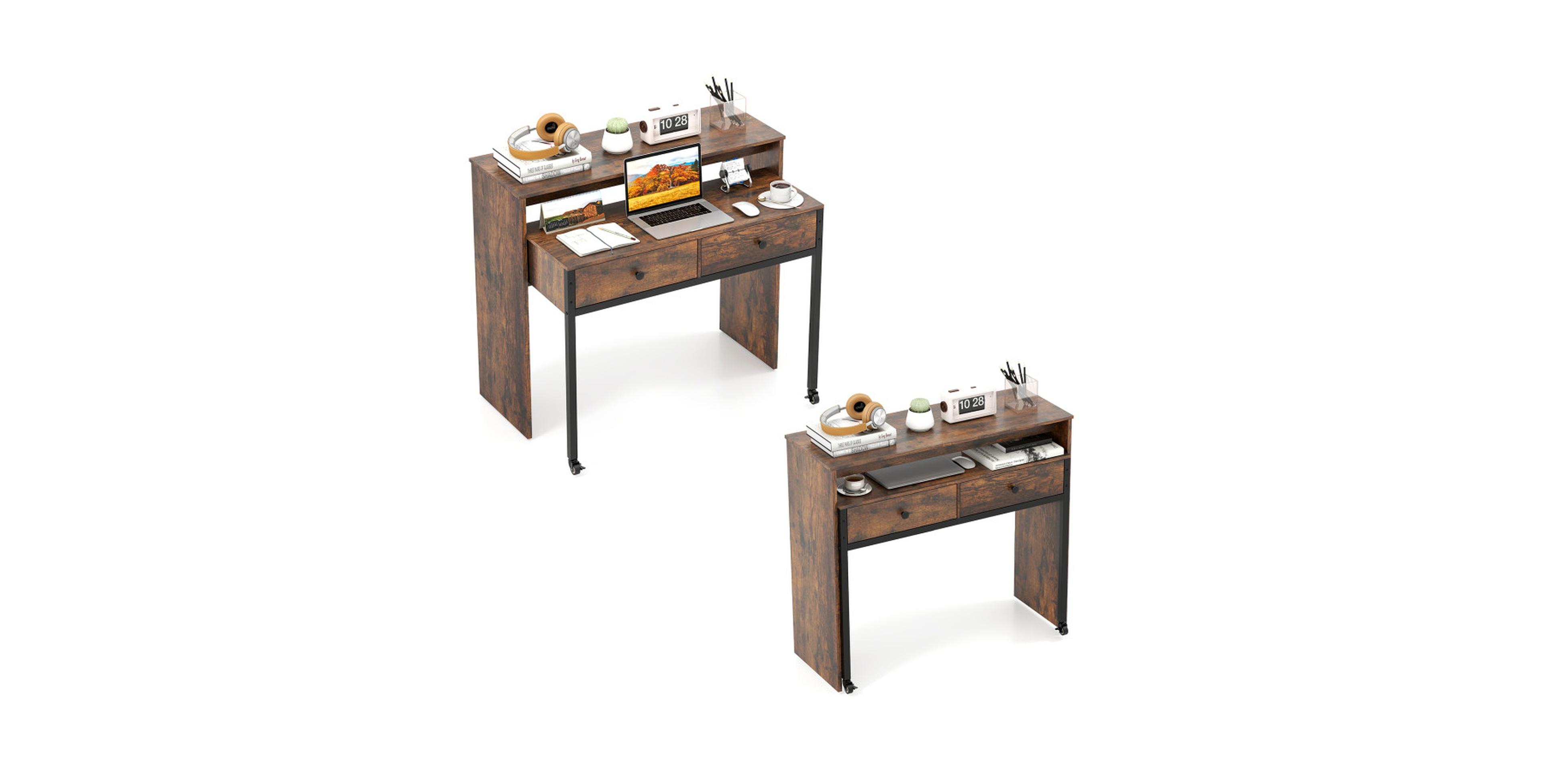 Gouun Convertible Rolling Desk Featuring a Lockable Wheeled Base