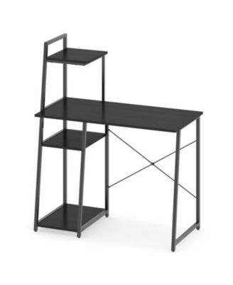 Computer Desk with a 3-Tier Side Storage Bookshelf