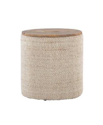 Tahoe 17" Handwoven Wool Contemporary Storage Ottoman