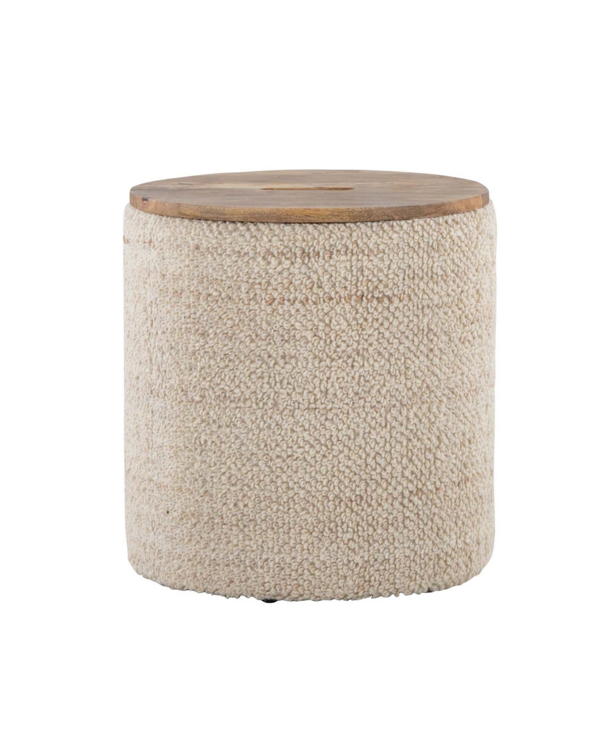 Lumisource Tahoe 17" Handwoven Wool Contemporary Storage Ottoman