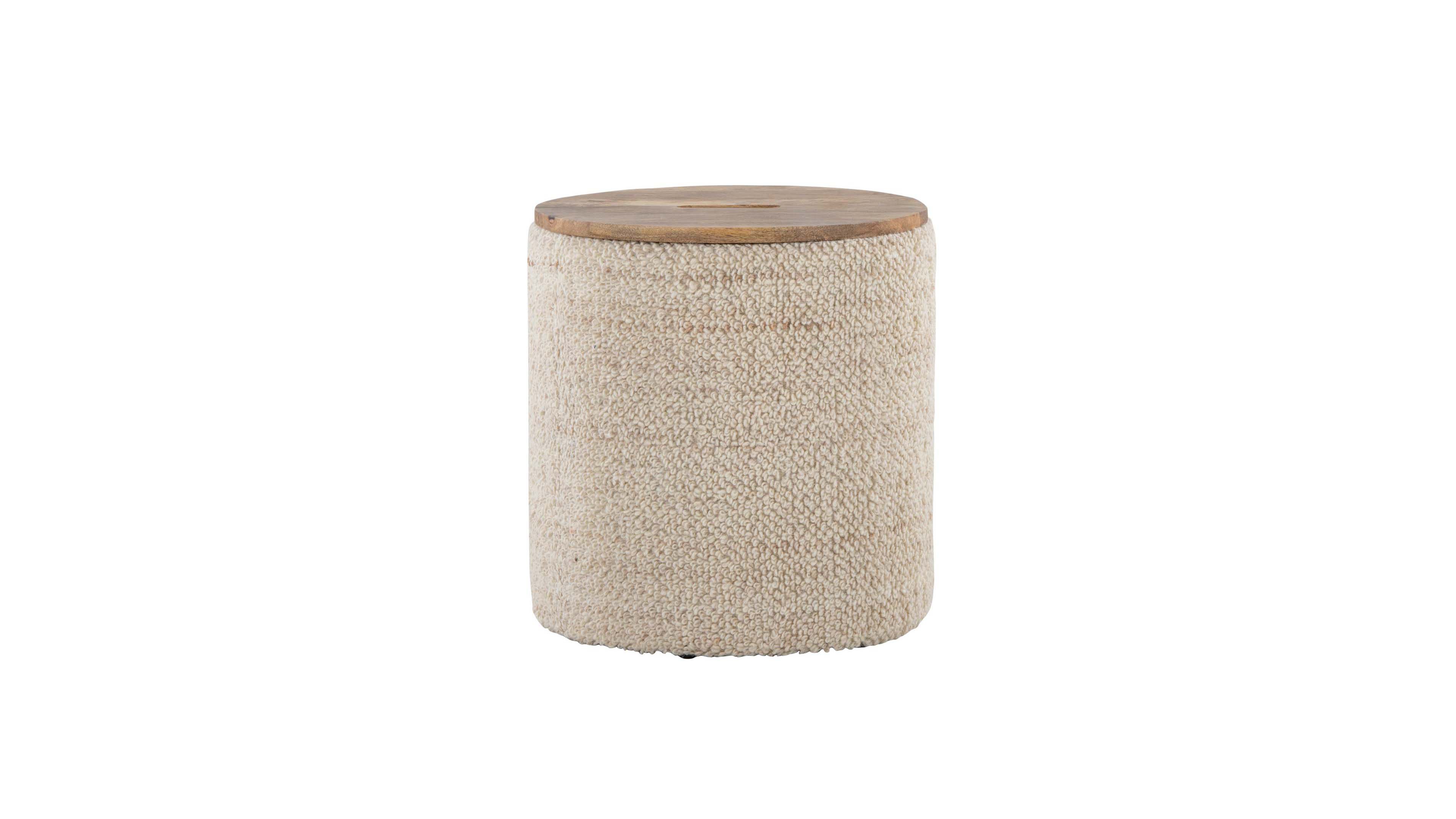 Lumisource Tahoe 17" Handwoven Wool Contemporary Storage Ottoman