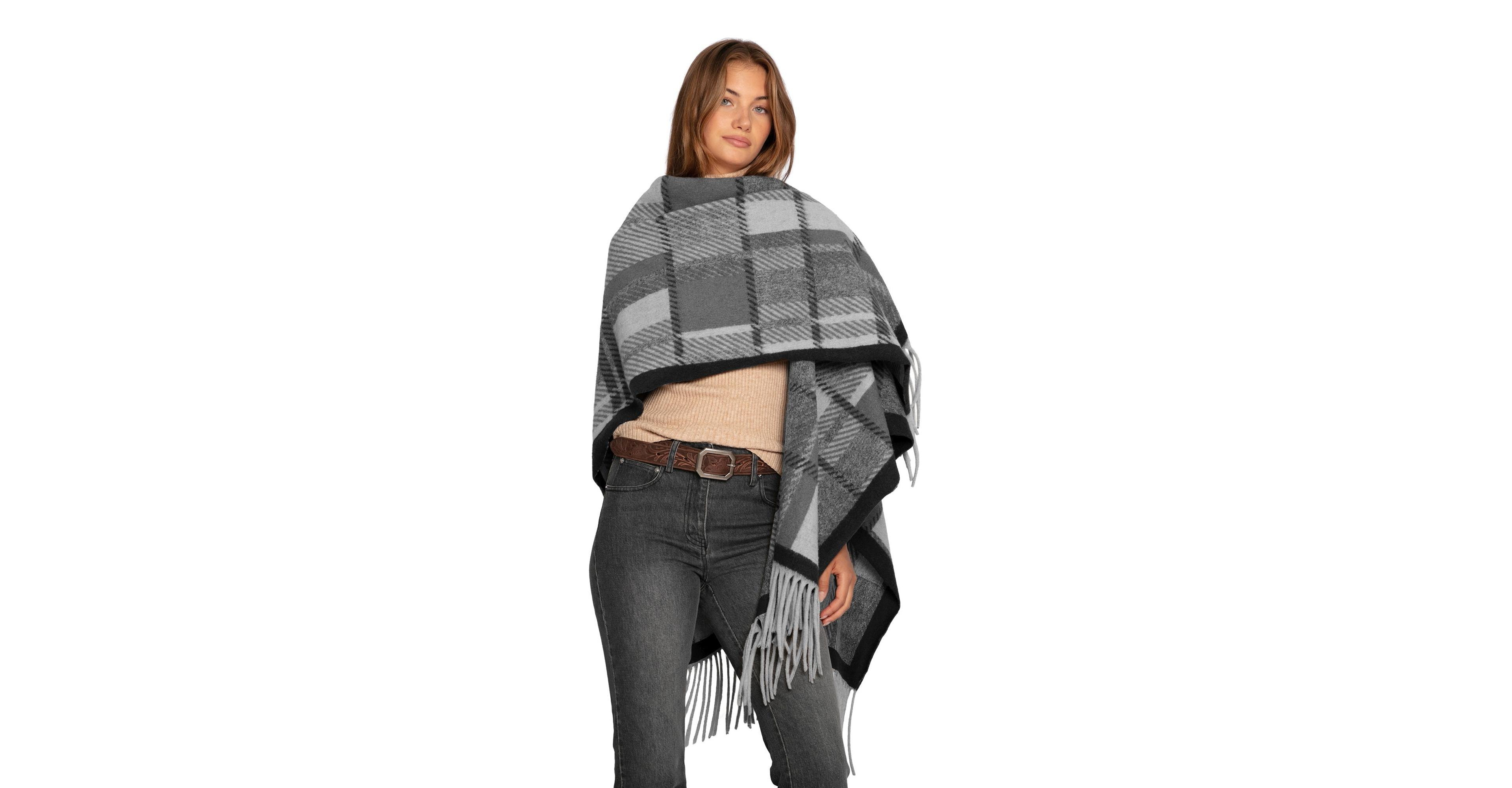 Belle & Bloom Worth The Wait Check Pattern Fringe-Trim Wrap