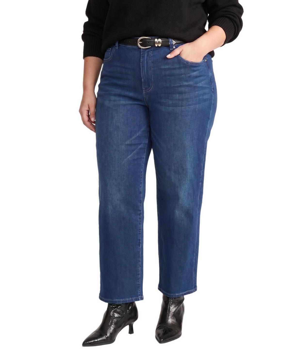 Universal Standard Women's Bae Boyfriend High-Rise Straight-Leg Jeans - Berkeley blue