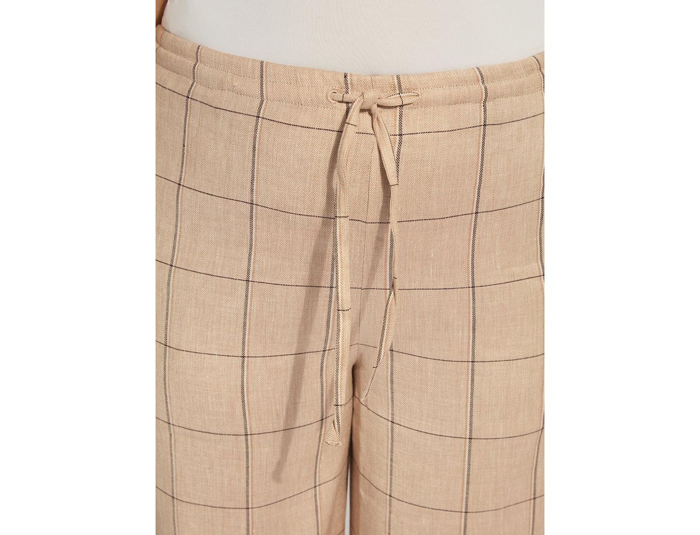 Женские брюки LYSSE Plus Size Nixie Drawstring Wide-Leg Linen-Blend, цвет: В клетку — фото 4