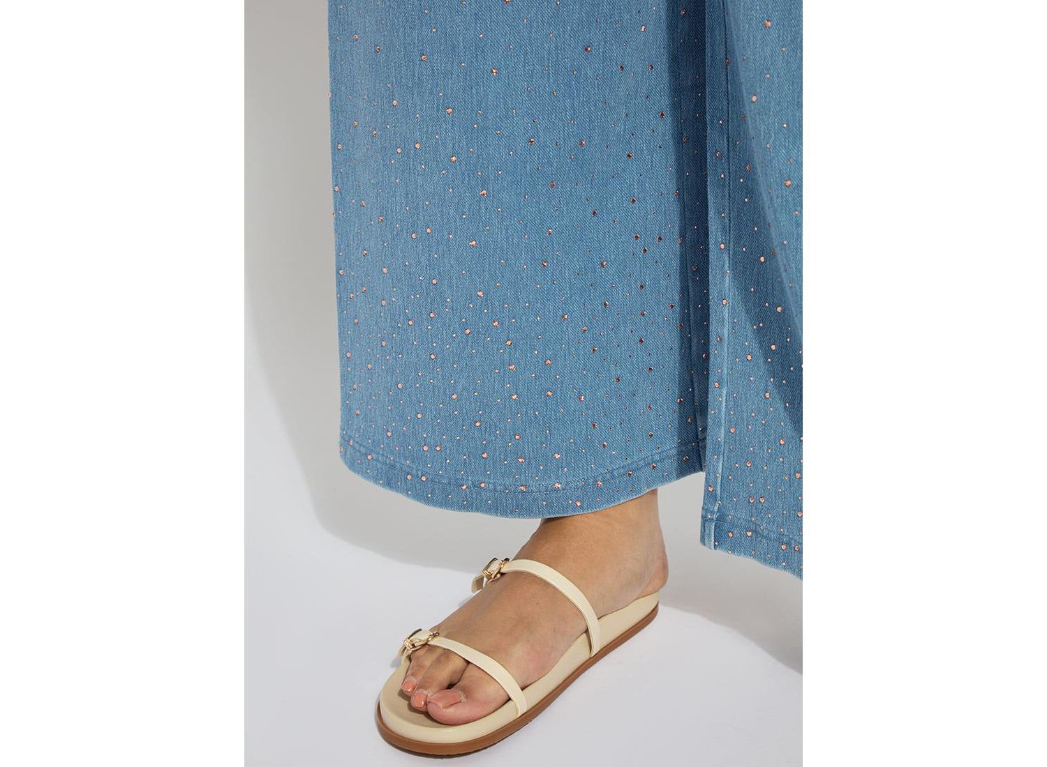 Plus Size Erin Crystal Embellished Wide-Leg 4-Way Stretch Jeans